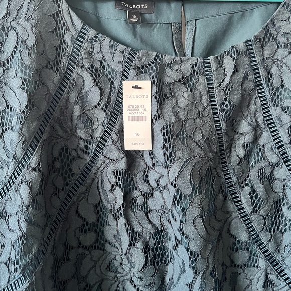 Talbots Green Lace Top - Picture 3 of 6